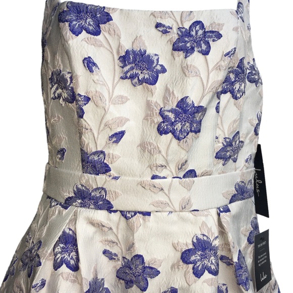 Lulu’s Blue/Pink Floral Damask Pleated Fit & Flare Dress NWT Misses size XS - Picture 4 of 5
